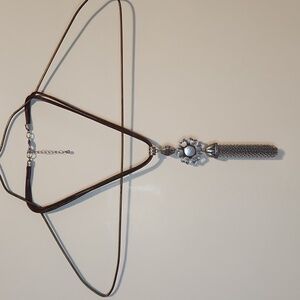 Silvertone Chandelier metal chain tassel drop boho necklace with braid